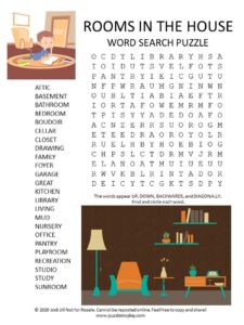 rooms in the house word search puzzle