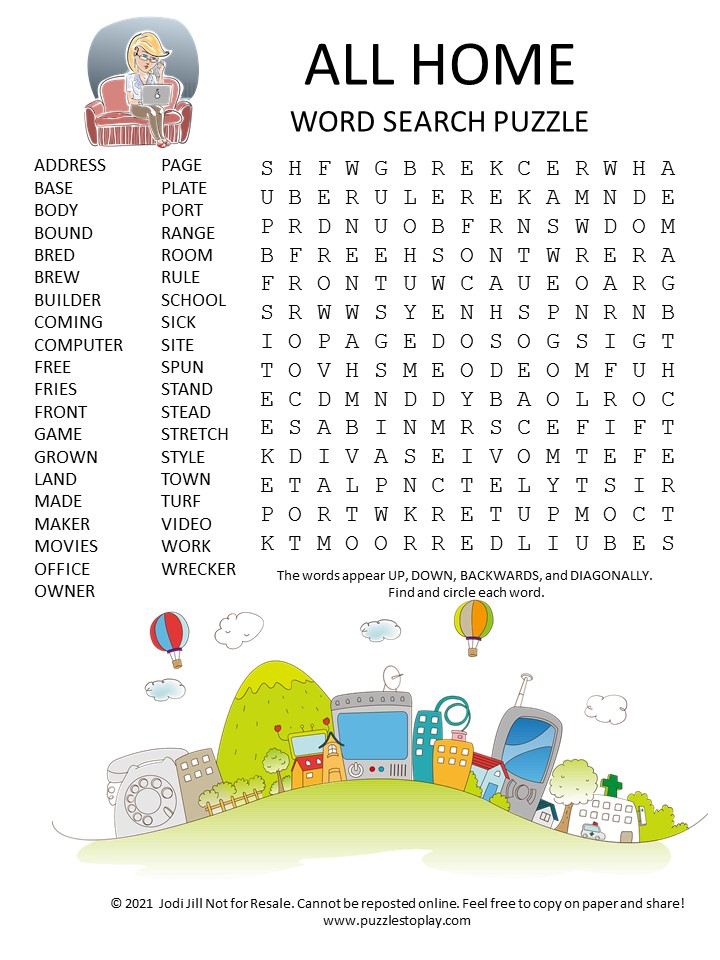 all home word search puzzle