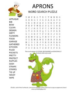 aprons word search puzzle