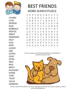 best friends word search puzzle