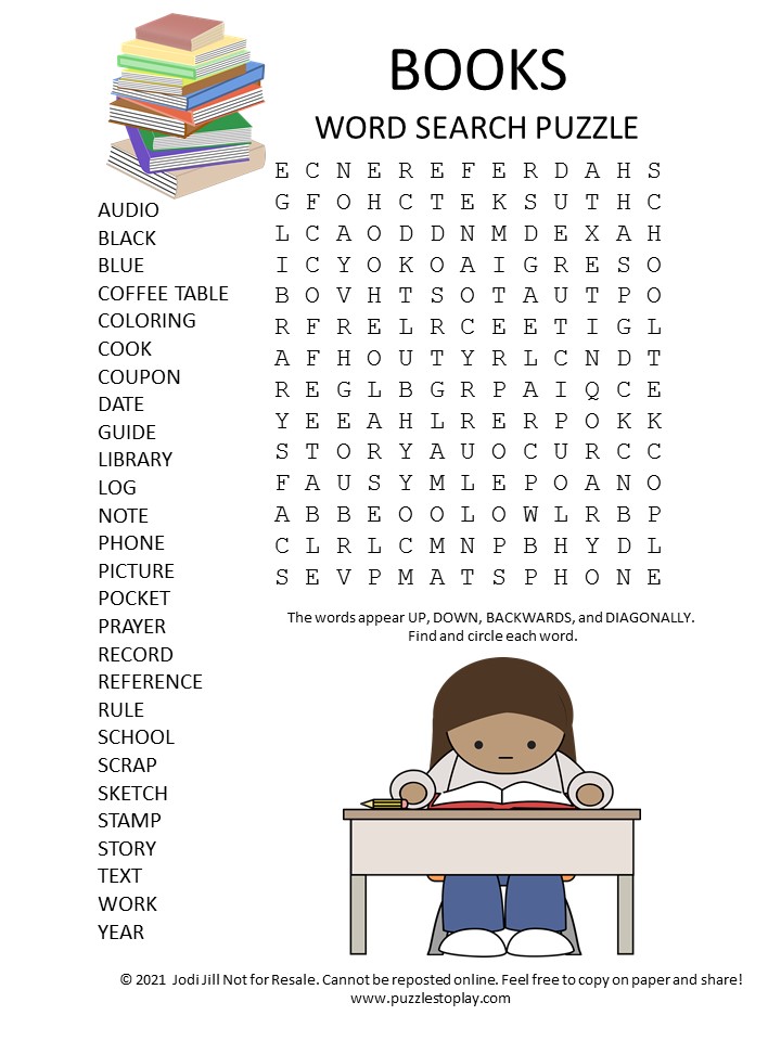 books word search puzzle puzzles to play