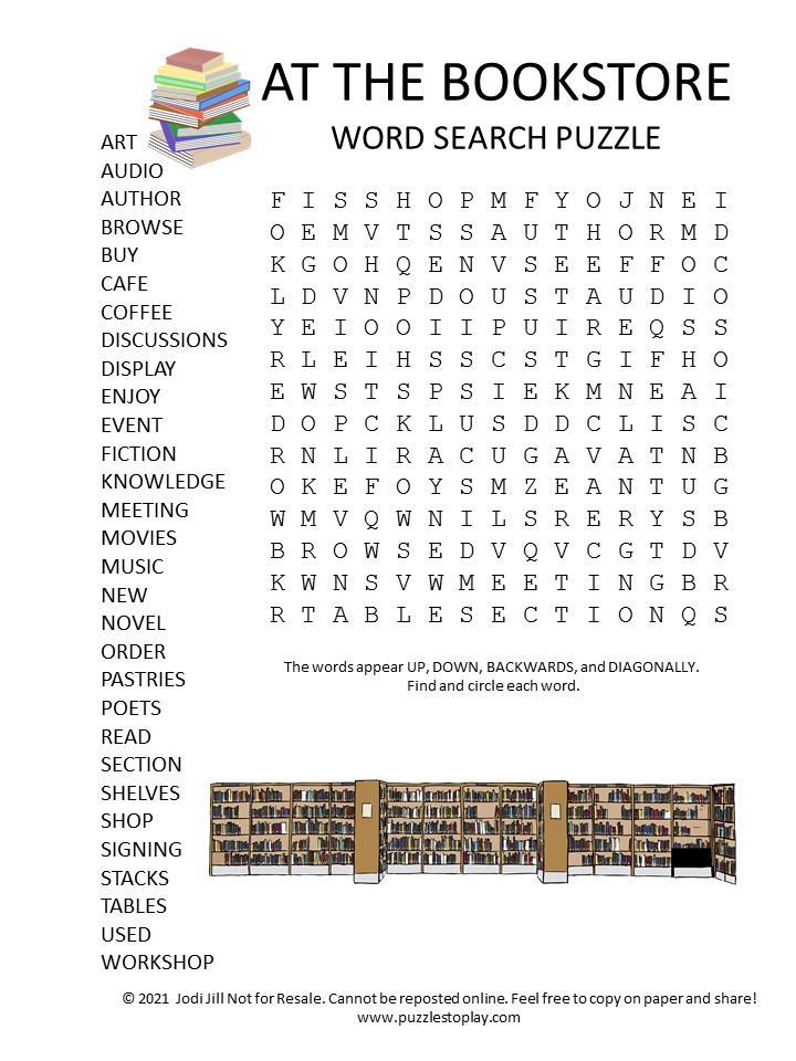 bookstore word search puzzle