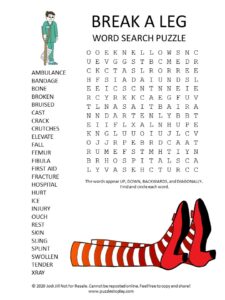 break a leg word search puzzle
