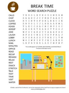 break time word search puzzle