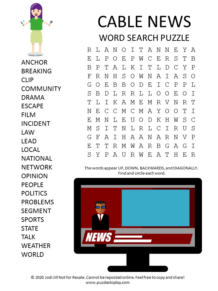 cable news word search puzzle