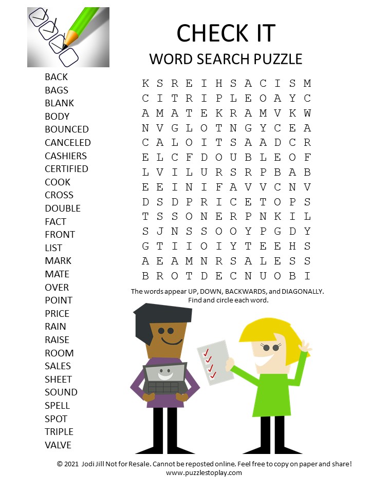 Check Word Search Puzzle - Puzzles to Play