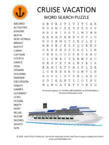 cruise vacation word search puzzle