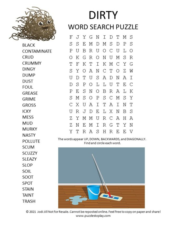 Dirty Word Search Puzzle Puzzles To Play