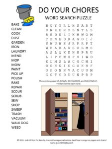 do your chores word search puzzle