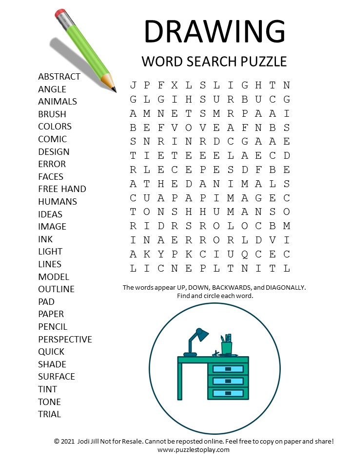 Drawing Word Search Puzzle - Puzzles to Play