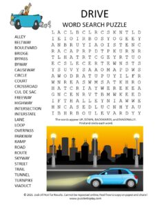 drive word search puzzle