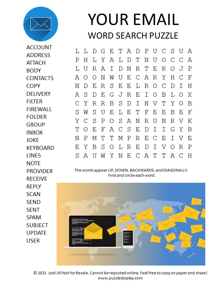 Your Email Word Search Puzzle Puzzles To Play