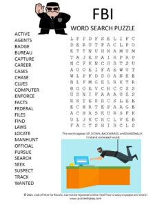 fbi word search puzzle
