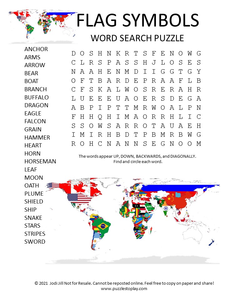 Flag Day Word Search Free Printable