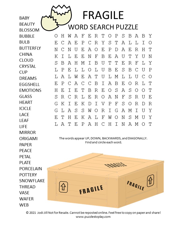 cereal box word search