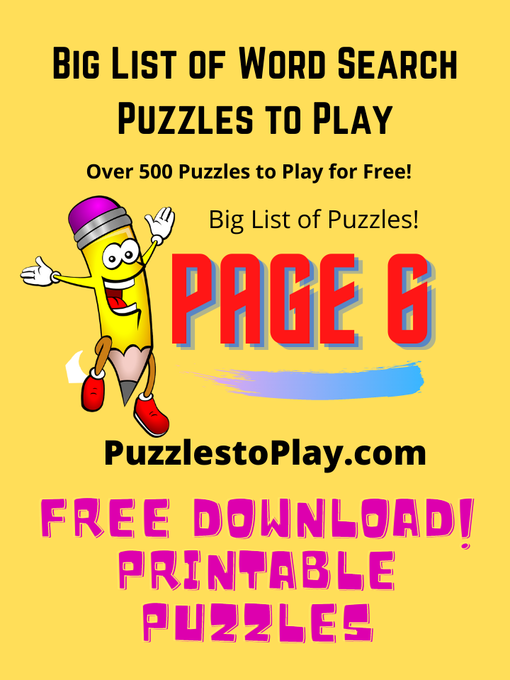 Free Word Search Puzzle Worksheet List Page 6 Puzzles To Play