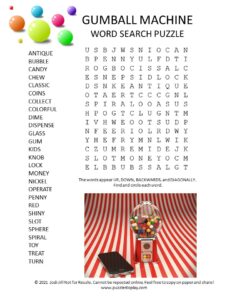 gumball machine word search puzzle