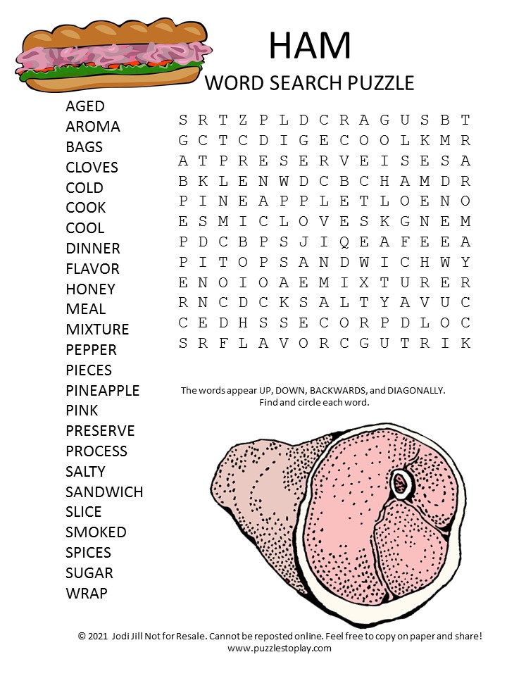 ham word search puzzle