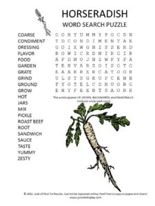 horseradish word search puzzle