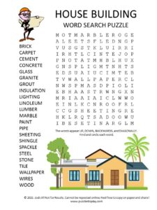 house building word search puzzle