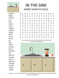 in the sink word search puzzle