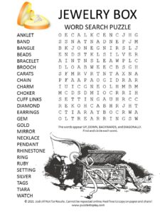 jewelry box word search puzzle
