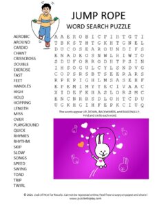 jump rope word search puzzle