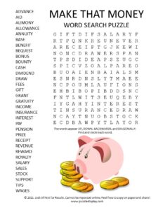 make that Money word search puzzle
