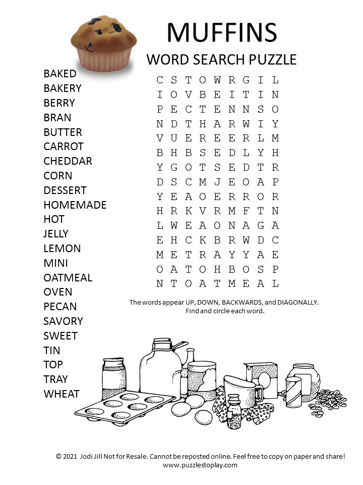 muffins word search puzzle