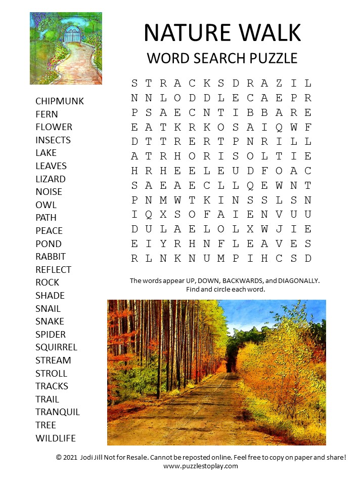 nature walk word search puzzle puzzles to play