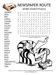 newspaper route word search puzzle