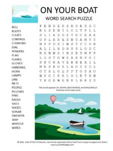 on your boat word search puzzle