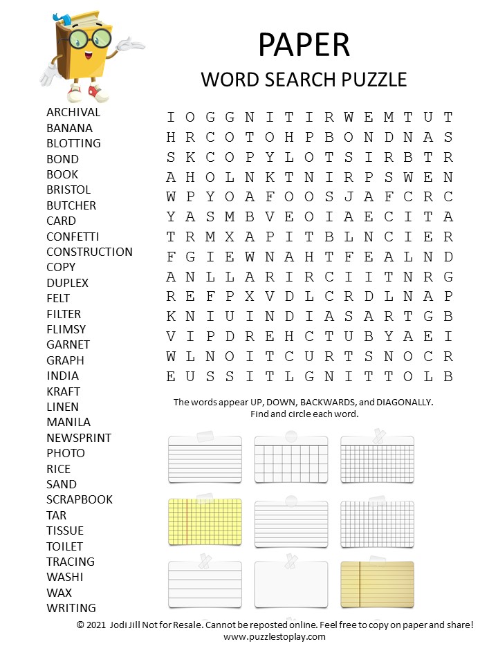 paper word search puzzle