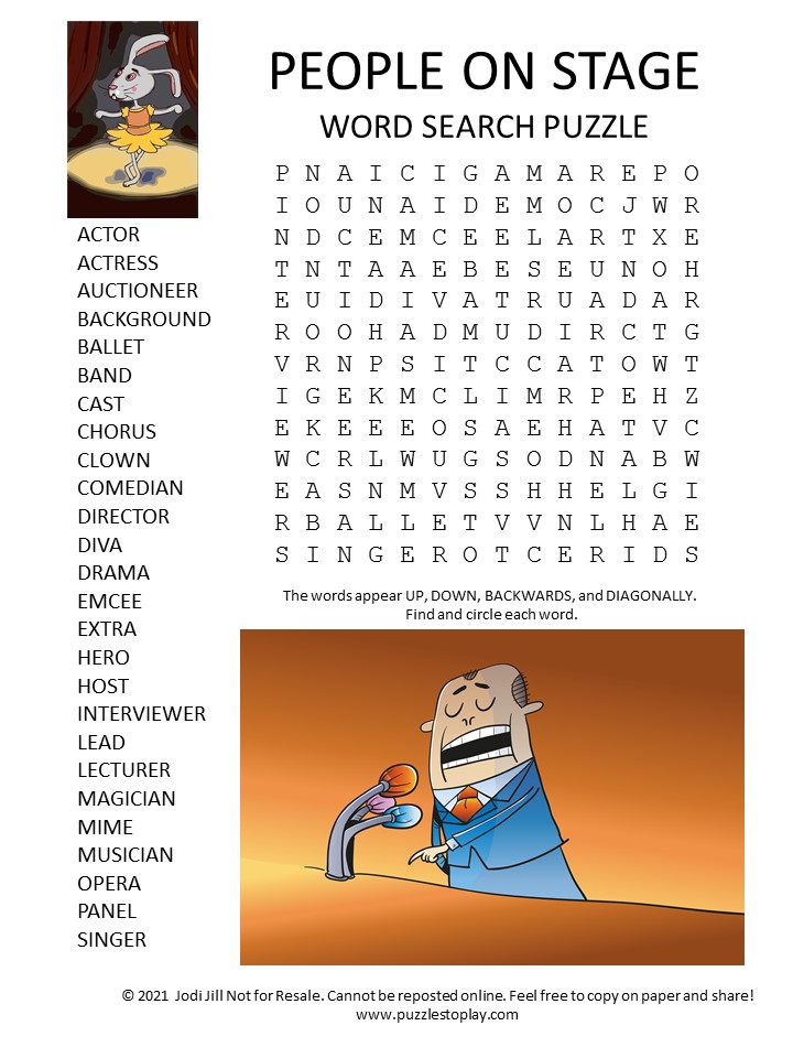 people on stage word search puzzle