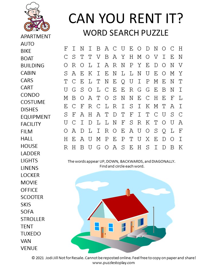 rent word search puzzle
