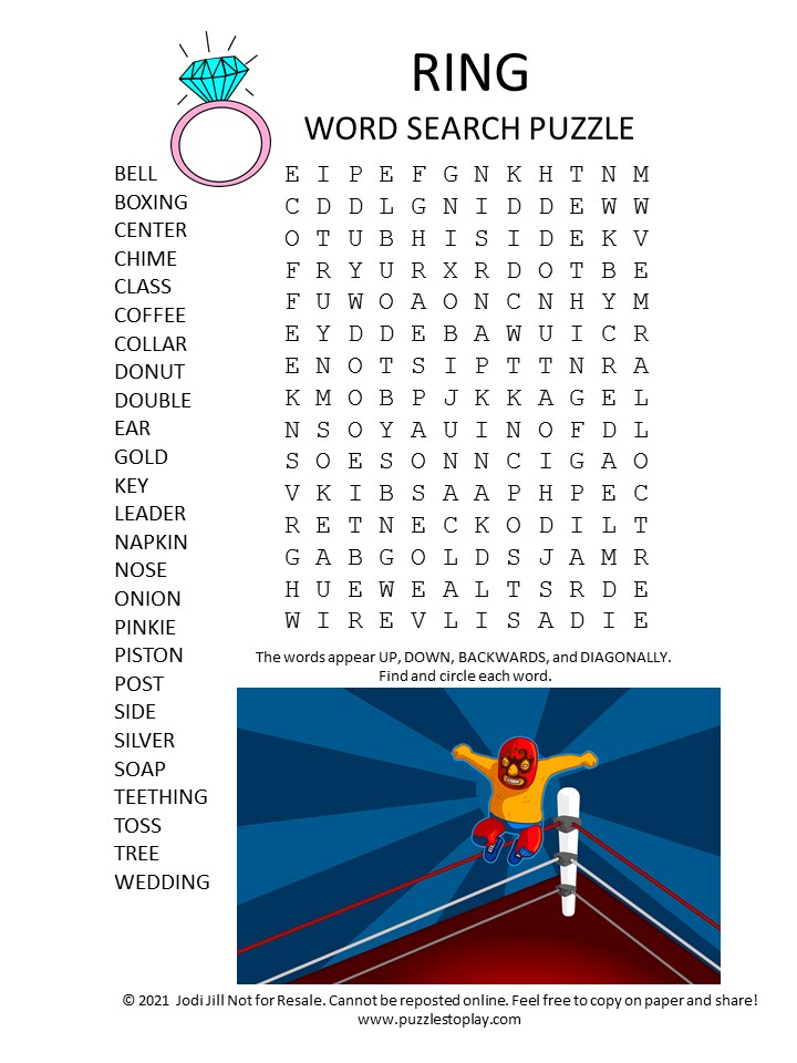 Ring Word Search Puzzle Puzzles To Play