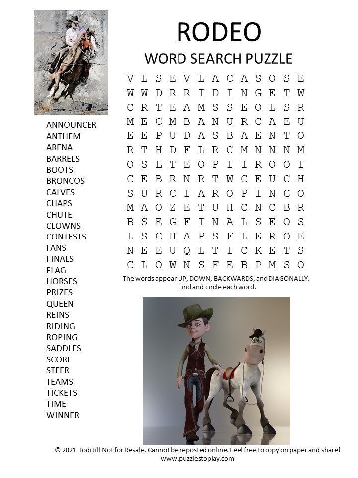 rodeo word search puzzle