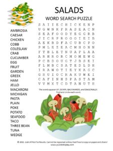 salad word search puzzle