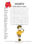 shorts word search puzzle