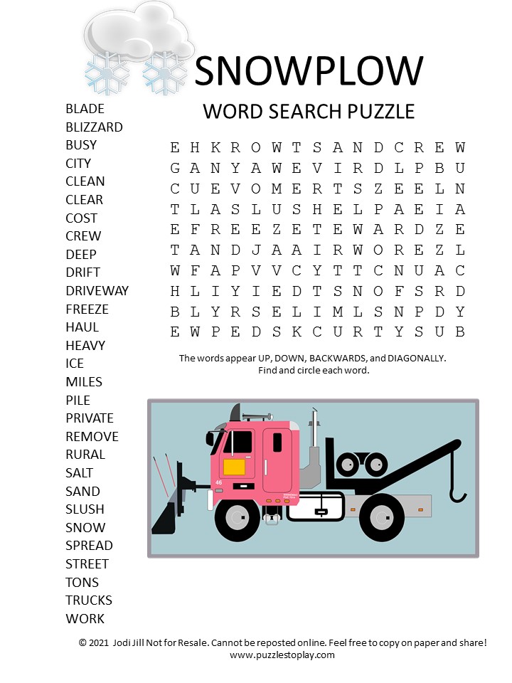 snowplow word search puzzle puzzles to play