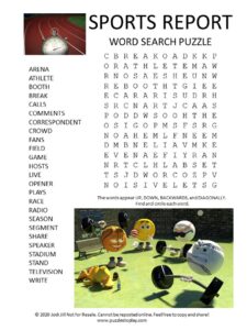 sports report word search puzzle