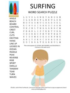 surfing word search puzzle