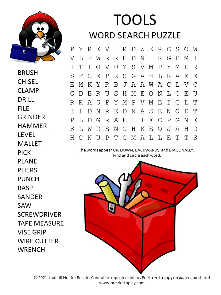 tools word search puzzle