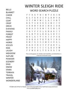 winter sleigh ride word search puzzle
