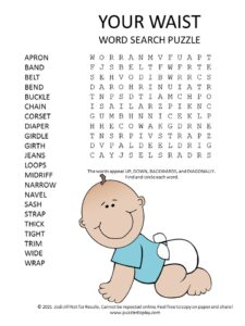 your waist word search puzzle