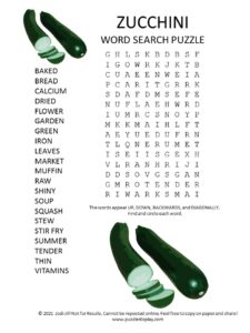 zucchini word search puzzle
