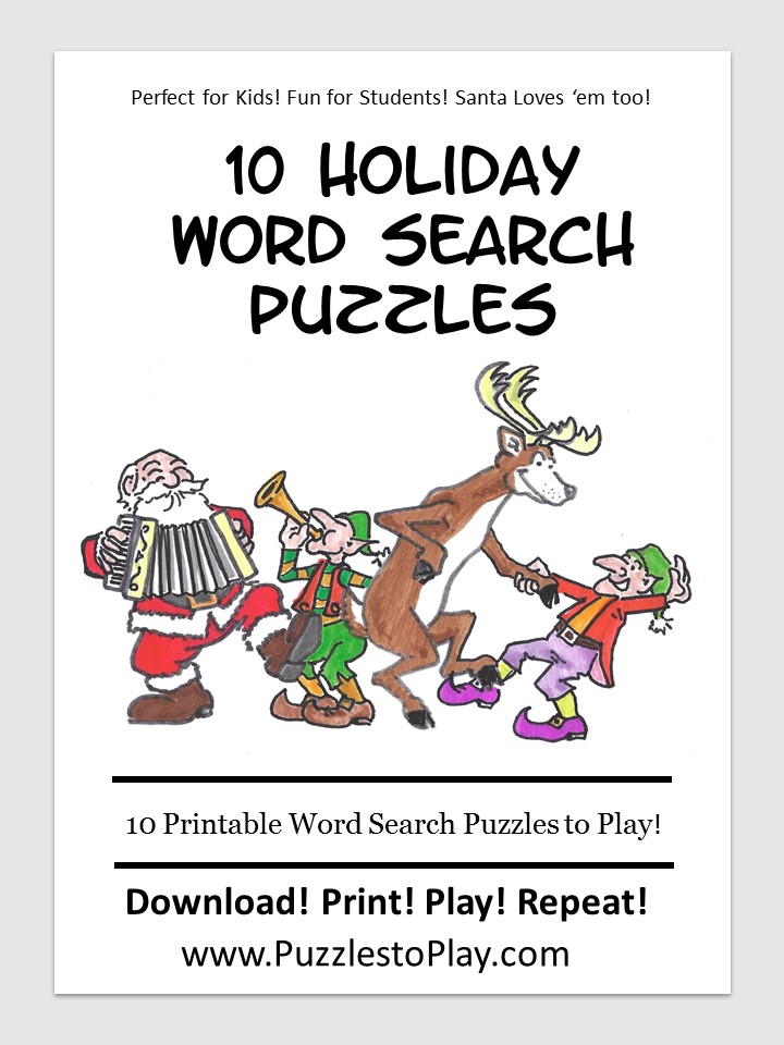 Holiday & Christmas word search puzzle book for kids