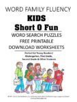 word family fluency Short o word search puzzles for kids