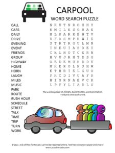 Carpool Word Search Puzzle