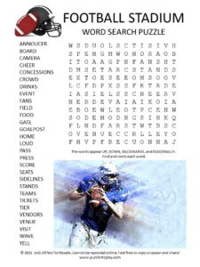 Football Stadium Word Search Puzzle